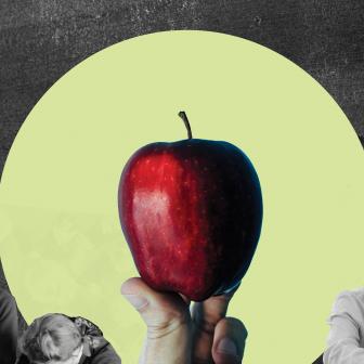 Illustration of school and apple