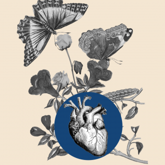 Abstract illustration of heart and butterflies
